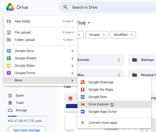 open google drive with drive-explorer